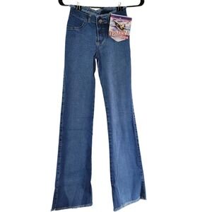 Tempra‎ Jeans Y2k Flare Leg Denim Frayed Hem Vintage Style Jeans Size 2